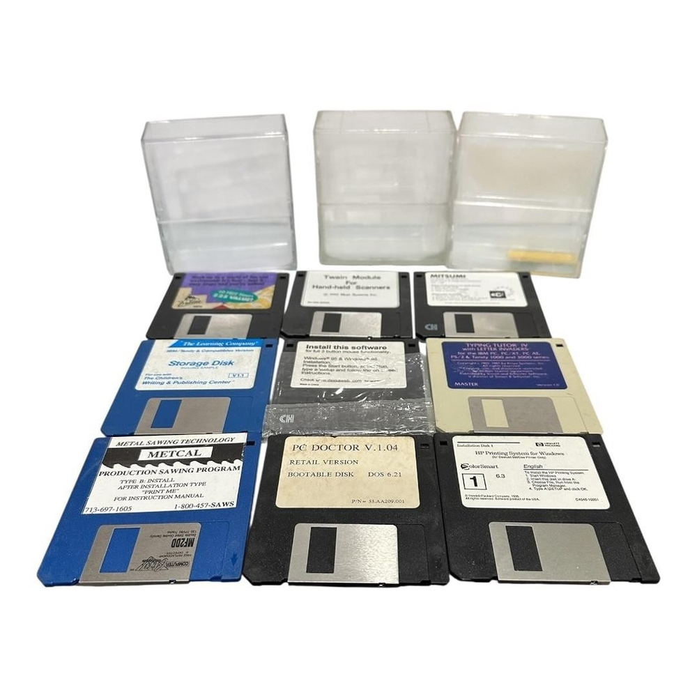 Vintage Mixed Utility Software 3.5 Floppy Disk Lot DOS Win95 Win98 English